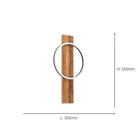 Eglo EU Boyal Brown Rustic Wood Black Single Frame LED Wall Light