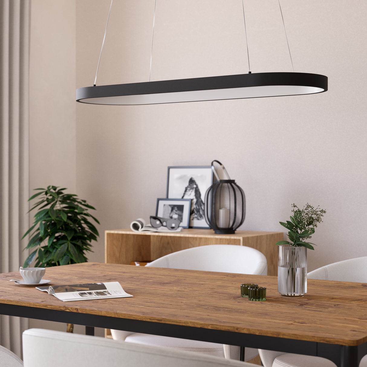 Eglo EU Codriales Modern Black LED Oval Pendant Light