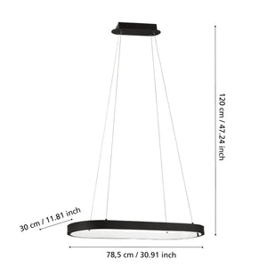 Eglo EU Codriales Modern Black LED Oval Pendant Light