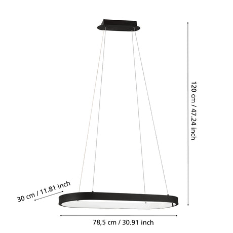 Eglo EU Codriales Modern Black LED Oval Pendant Light