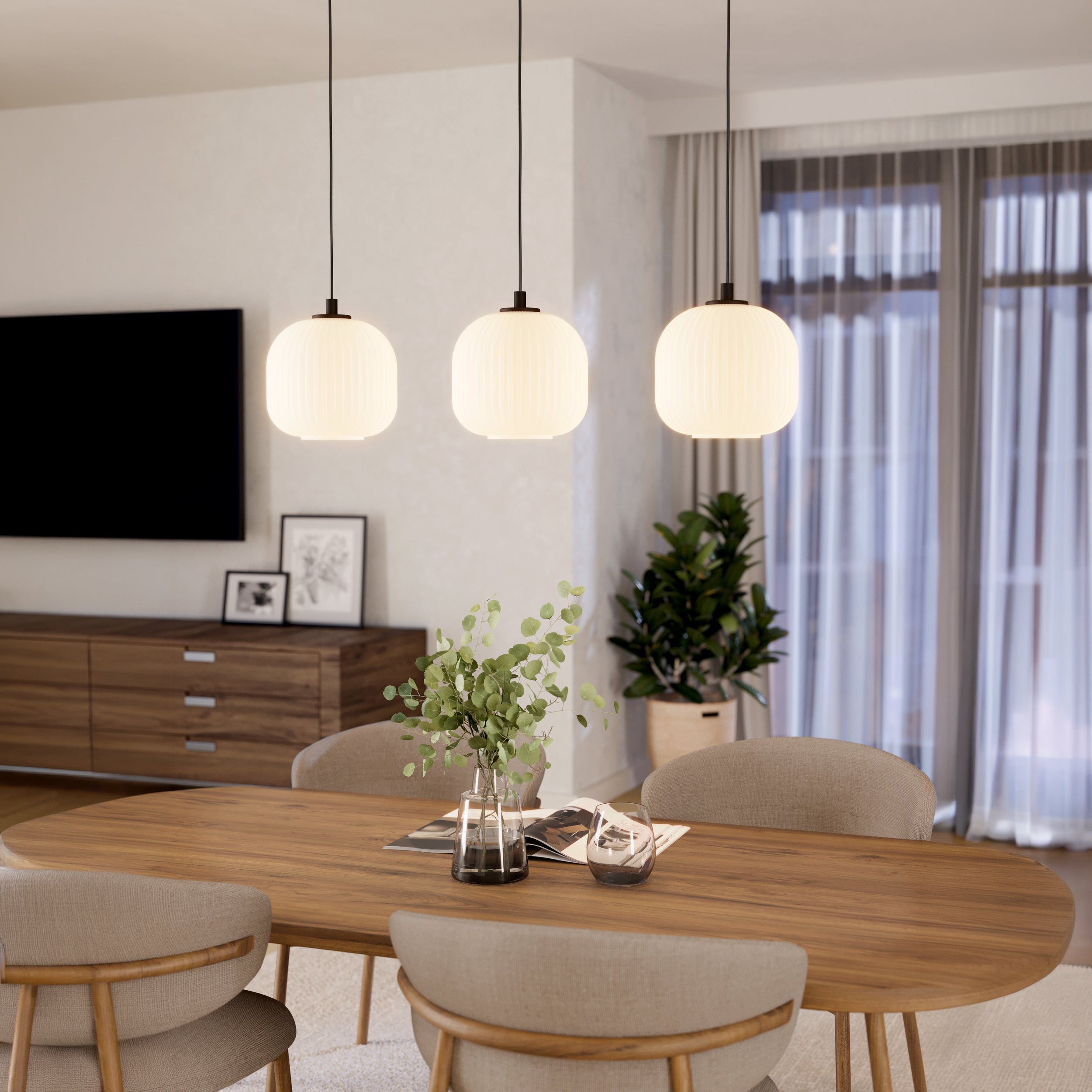 Eglo EU Cortaderas Steel Black & Gold LED 4-Light Pendant