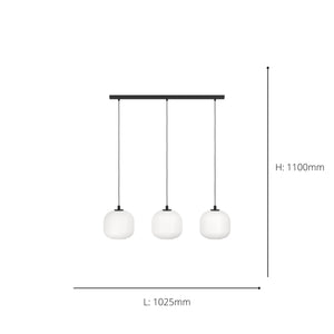 Eglo EU Mantunalle Steel Black & White Modern 3-Light Pendant