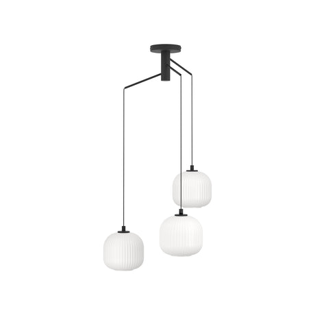 Eglo EU Mantunalle White Glass & Steel 3-Light Pendant