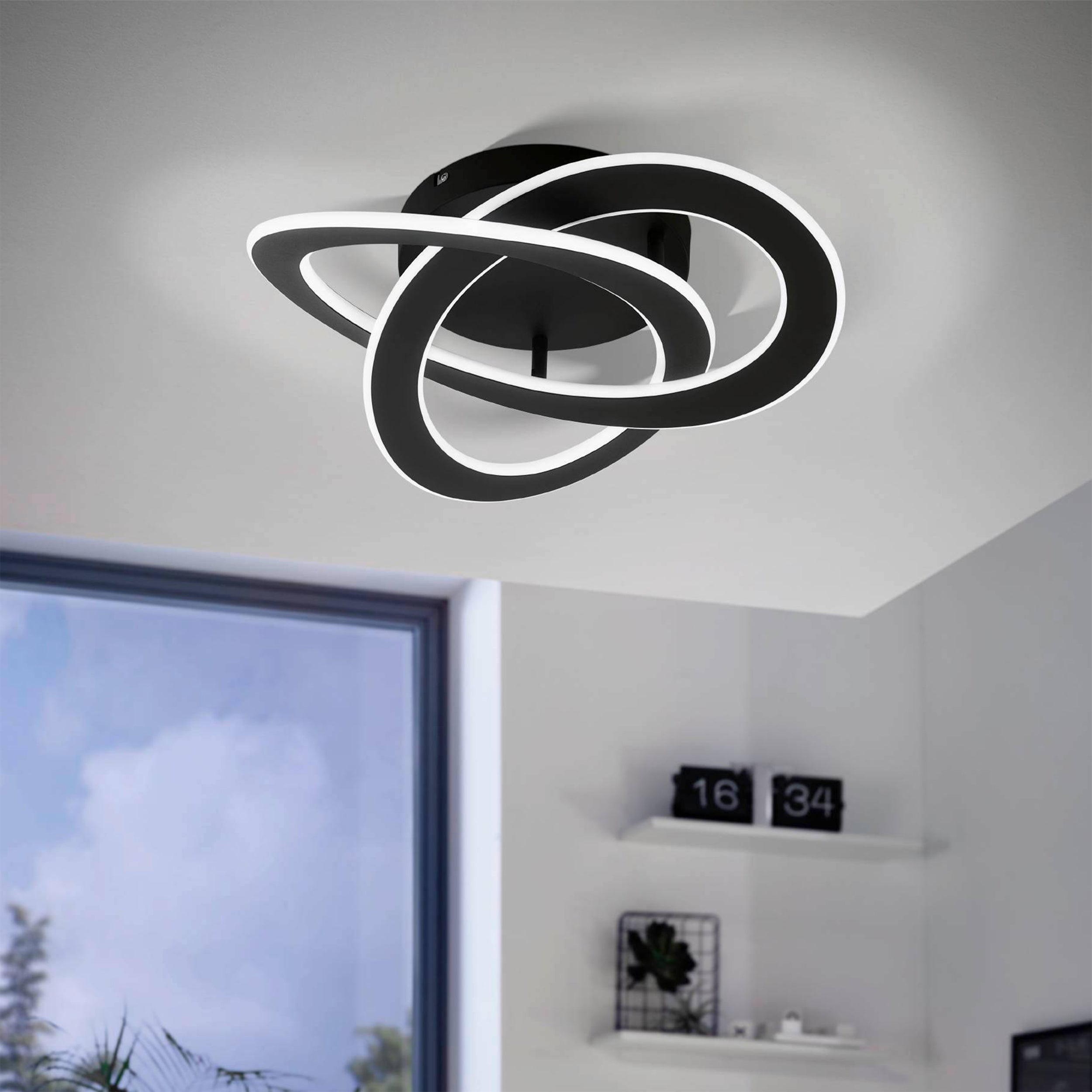Eglo EU Gorosiba 1 Black Steel & Glass Modern 4-Light Ceiling Light product image - Endon Lighting from First Light Direct with great prices and fast UK delivery