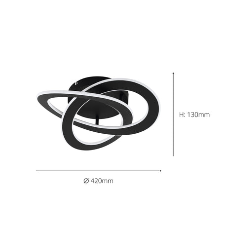 Eglo EU ROLIMARE LED Ceiling Light – Black Finish, Bright White Light, 5500?lm, Indoor Lighting