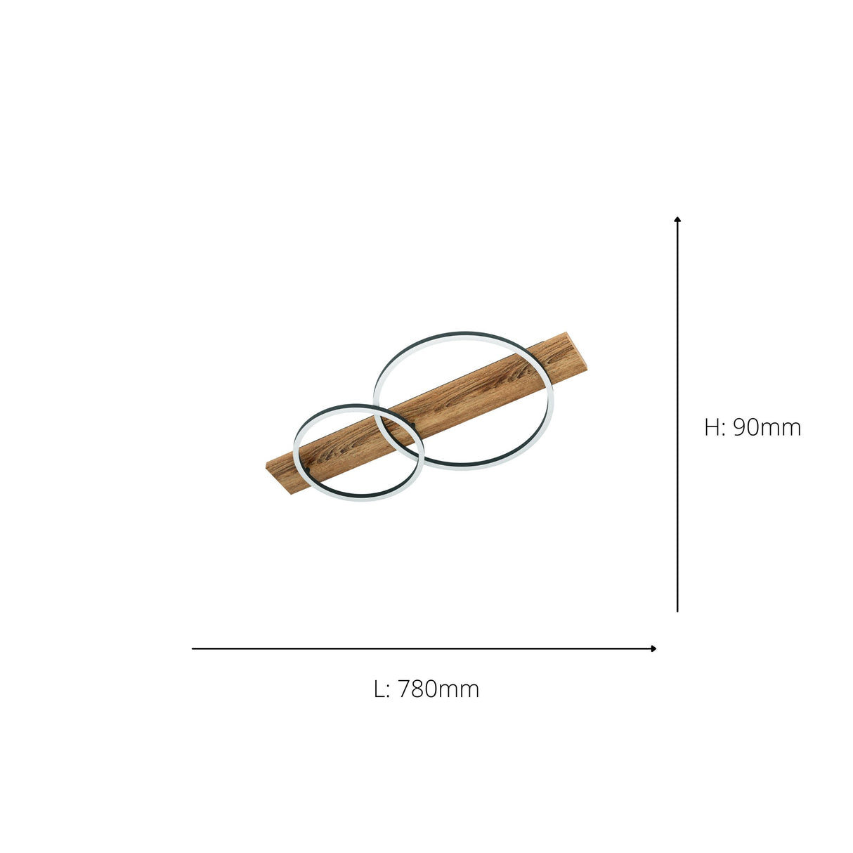 Eglo EU Boyal Ceiling Light Wood Black 2 Frame LED Ceiling Light with Intersecting Frames and Rustic Wood