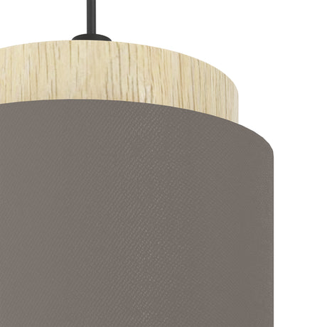 Eglo EU ALBARIZA Pendant Light – Black Steel & Wood, Cappuccino Fabric Shade with Gold Interior, E27, Indoor Pendant Lighting