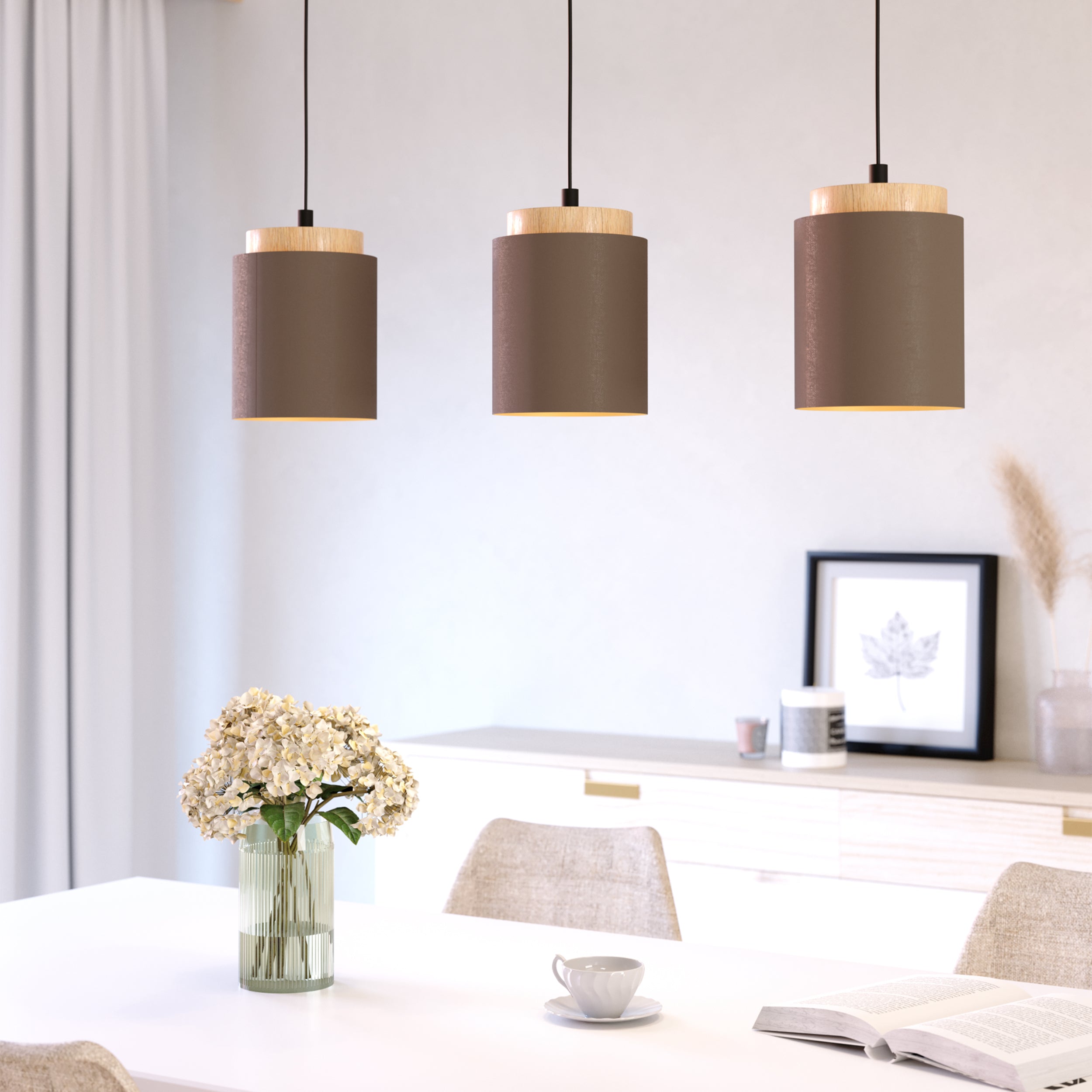 Eglo EU Molochio-Z Smart Control Vaporised Glass Black 3-Light Pendant