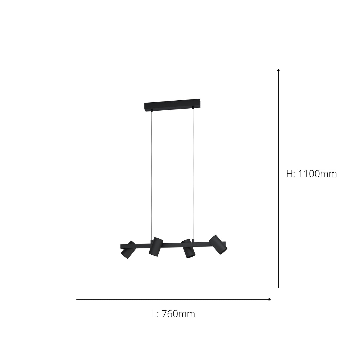 Eglo EU Gatuela 1 Black Steel Modern Minimalist 4-Light Pendant