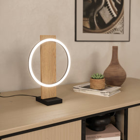 Eglo EU Boyal Table Lamp Wood Black 1 Frame  LED Table Lamp with Rustic Wood Panel