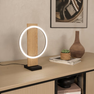 Eglo EU Boyal Table Lamp Wood Black 1 Frame  LED Table Lamp with Rustic Wood Panel