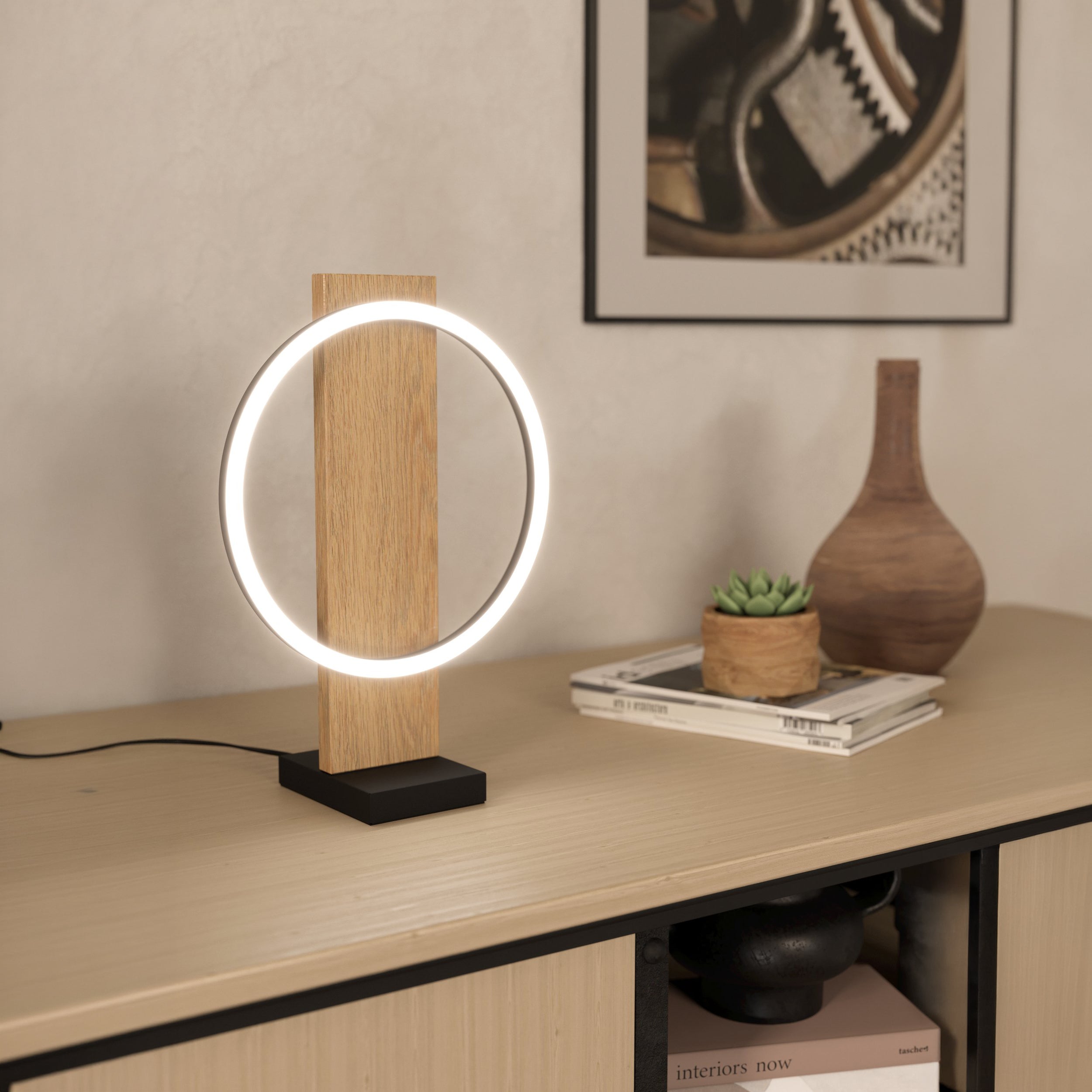 Eglo EU ARANZOLA Table Lamp – Black & White Steel Design, E27, Inline Switch, Indoor Lighting