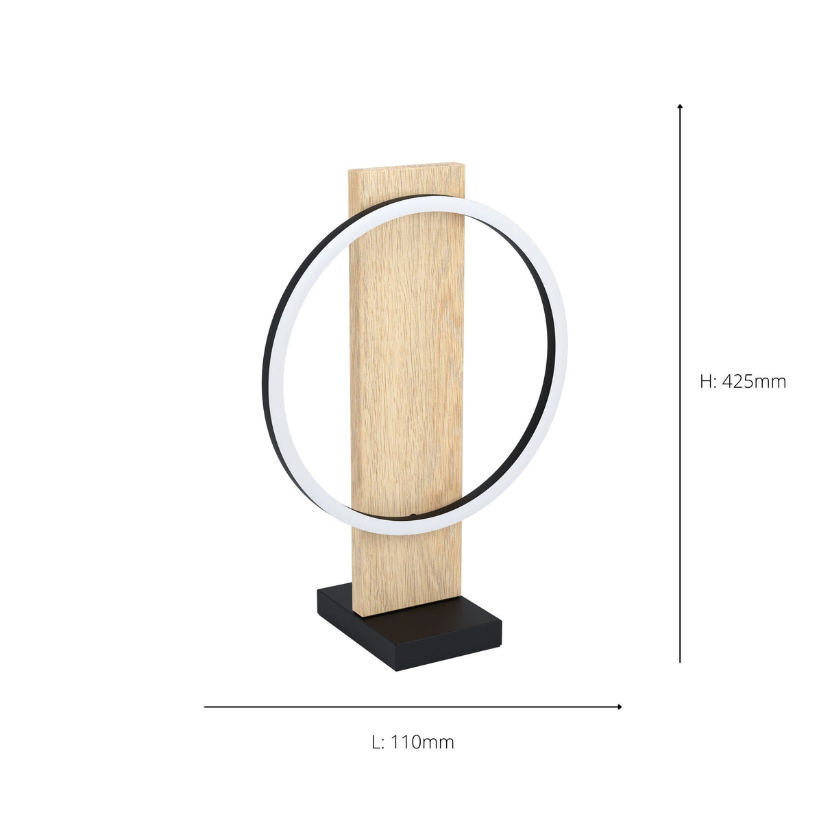 Eglo EU Boyal Table Lamp Wood Black 1 Frame  LED Table Lamp with Rustic Wood Panel
