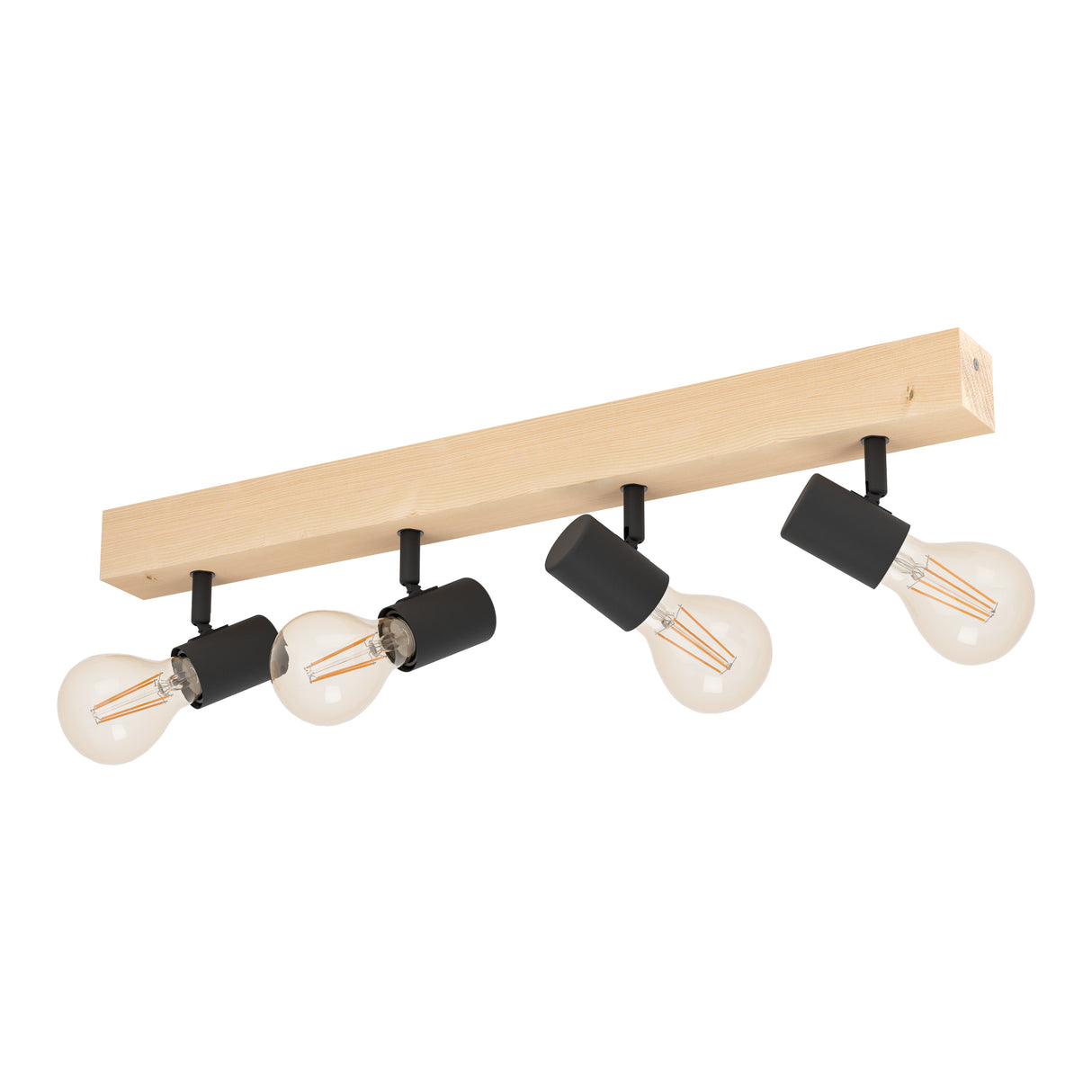 Eglo EU Townshend 3 Wood & Steel Industrial Ceiling 4 Light Spot