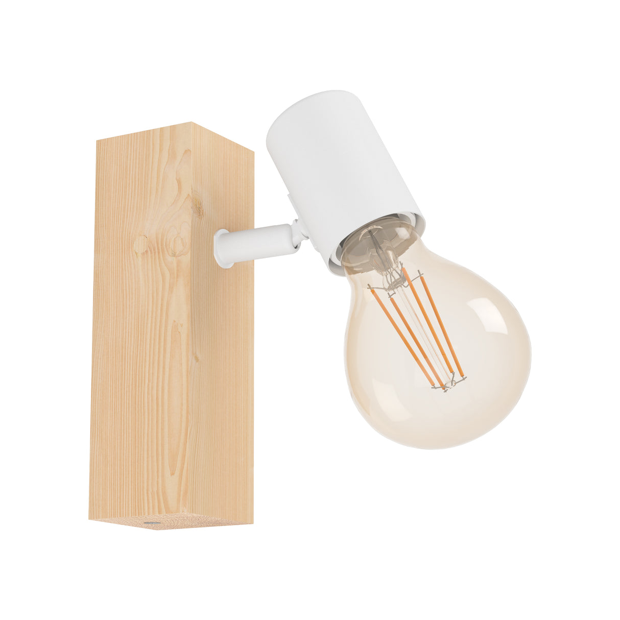 Eglo EU Townshend 3 Wood & Steel Industrial Wall Spotlight, White & Brown