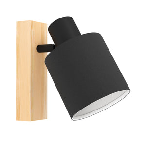 Eglo EU Batallas Steel & Wood Black Contemporary Wall Spotlight