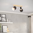 Eglo EU Batallas Steel & Wood Black Contemporary 2-Light Spotlight