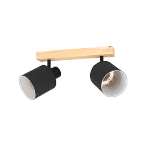 Eglo EU Batallas Steel & Wood Black Contemporary 2-Light Spotlight