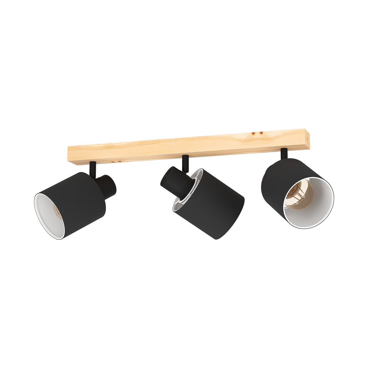 Eglo EU BATALLAS Spot Light – Wood & Black Steel Finish, E27 Fitting, Indoor Adjustable Ceiling/Wall Spot, 480mm