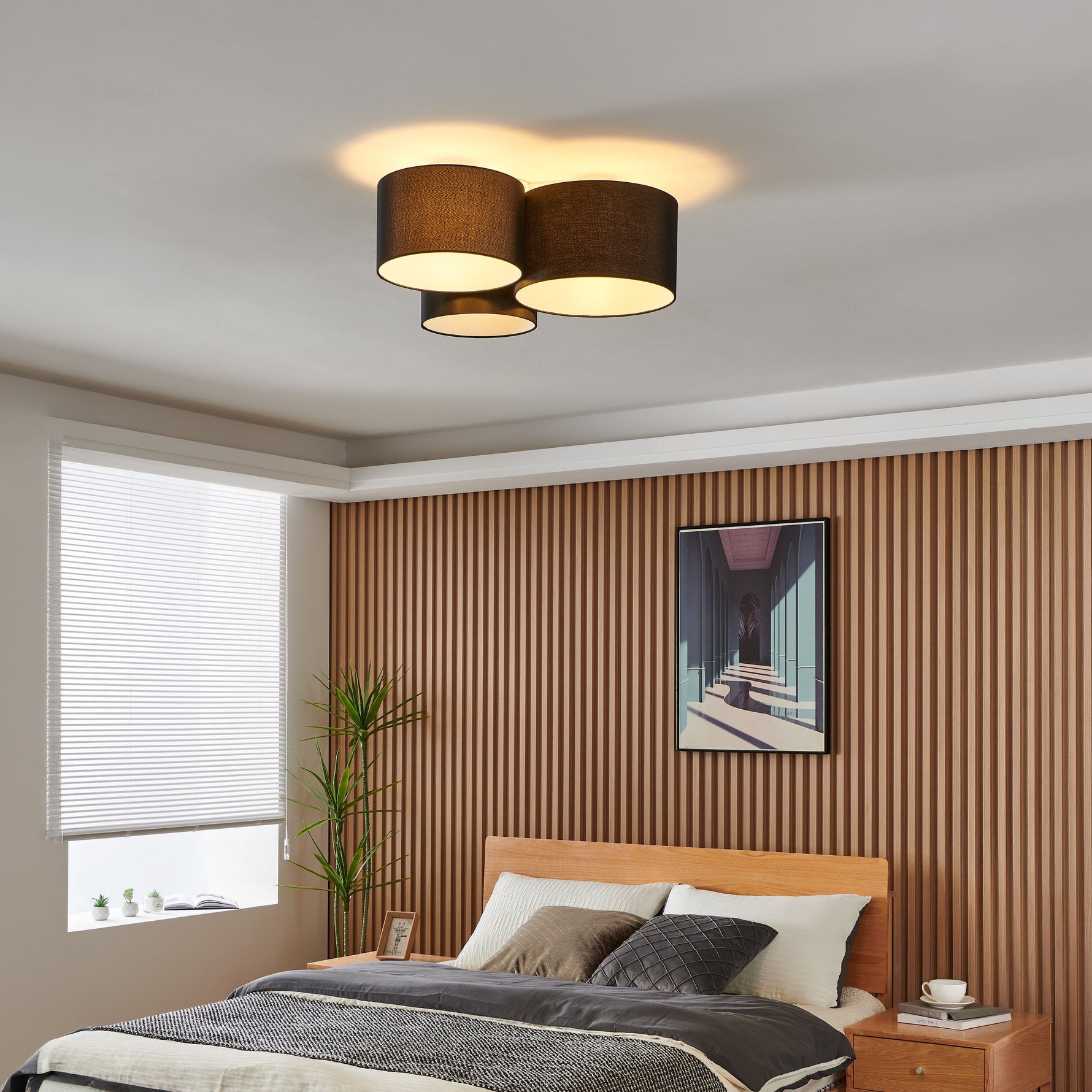 Eglo EU Frania Rounded Plastic & Steel LED Bathroom Ceiling Light, 33cm