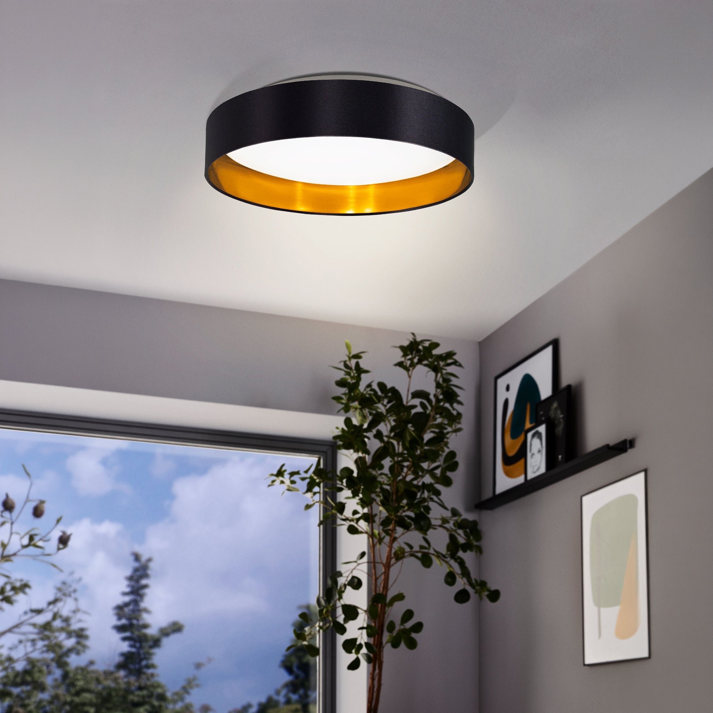Eglo EU Terrarosa Wireframe Steel & Fabric Contemporary Single Pendant, Sandy 24cm