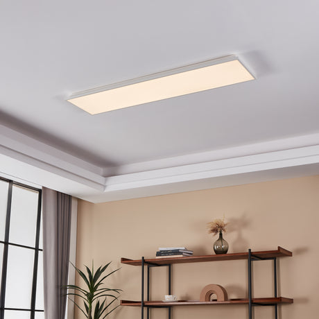 Eglo EU Herrora-Z Aluminium & Plastic White LED Smart Control Ceiling Light, Rectangle
