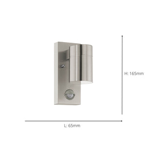 Eglo EU Riga 5 Motion Sensor LED Outdoor Wall Light, Stainless Steel
