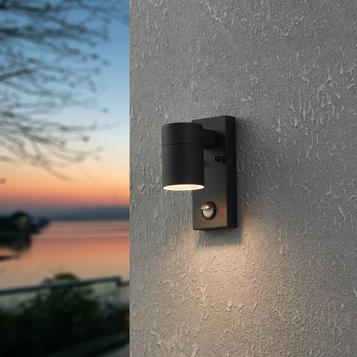 Eglo EU Riga 5 Motion Sensor LED Outdoor Wall Light, Black