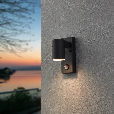 Eglo EU Riga 5 Motion Sensor LED Outdoor Wall Light, Black
