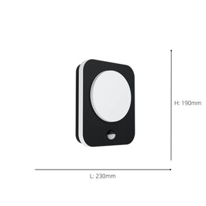 Eglo EU Madriz LED Outdoor Wall Light Black with Motion Sensor