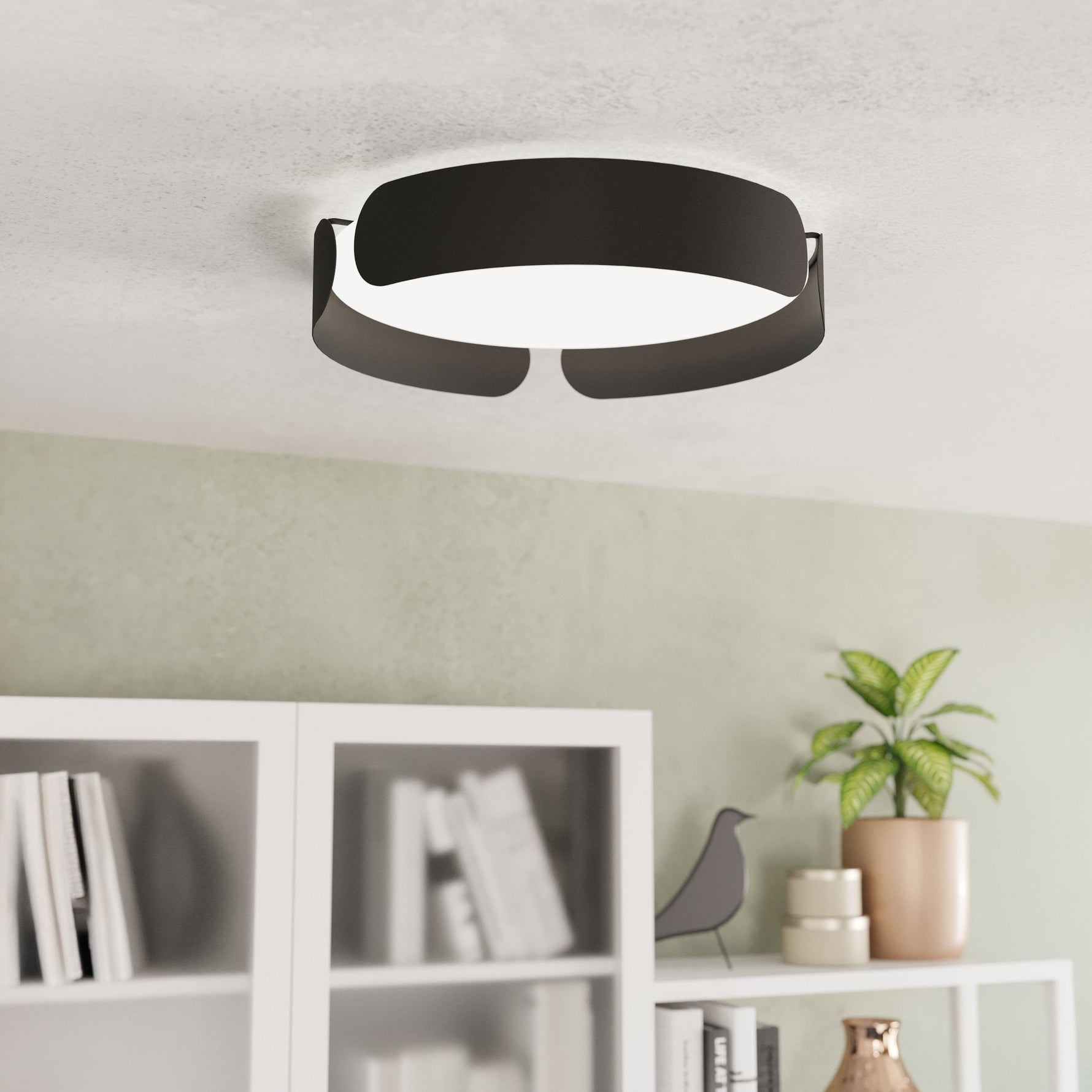 Eglo EU Segovia Black Steel & Wood Modern 2-Light Spotlight product image - Endon Lighting from First Light Direct with great prices and fast UK delivery