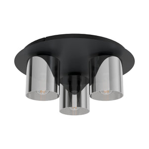 Eglo EU Gorosiba 1 Black Steel & Glass Modern Ceiling Light