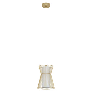 Eglo EU Maseta Gold Wire Mesh/Glass Single Pendant Light