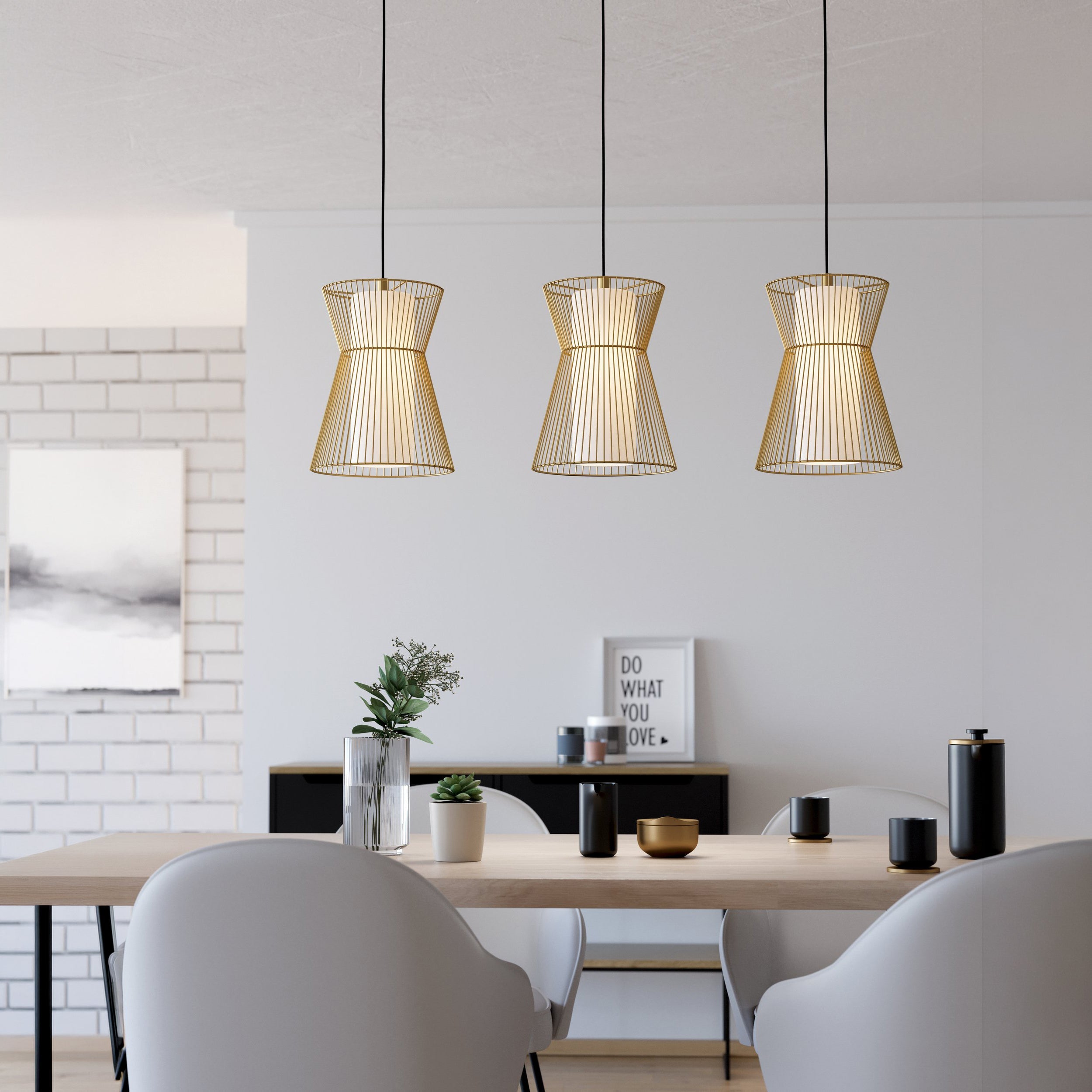 Eglo EU Escandell Brushed Brass Steel 3-Light Pendant