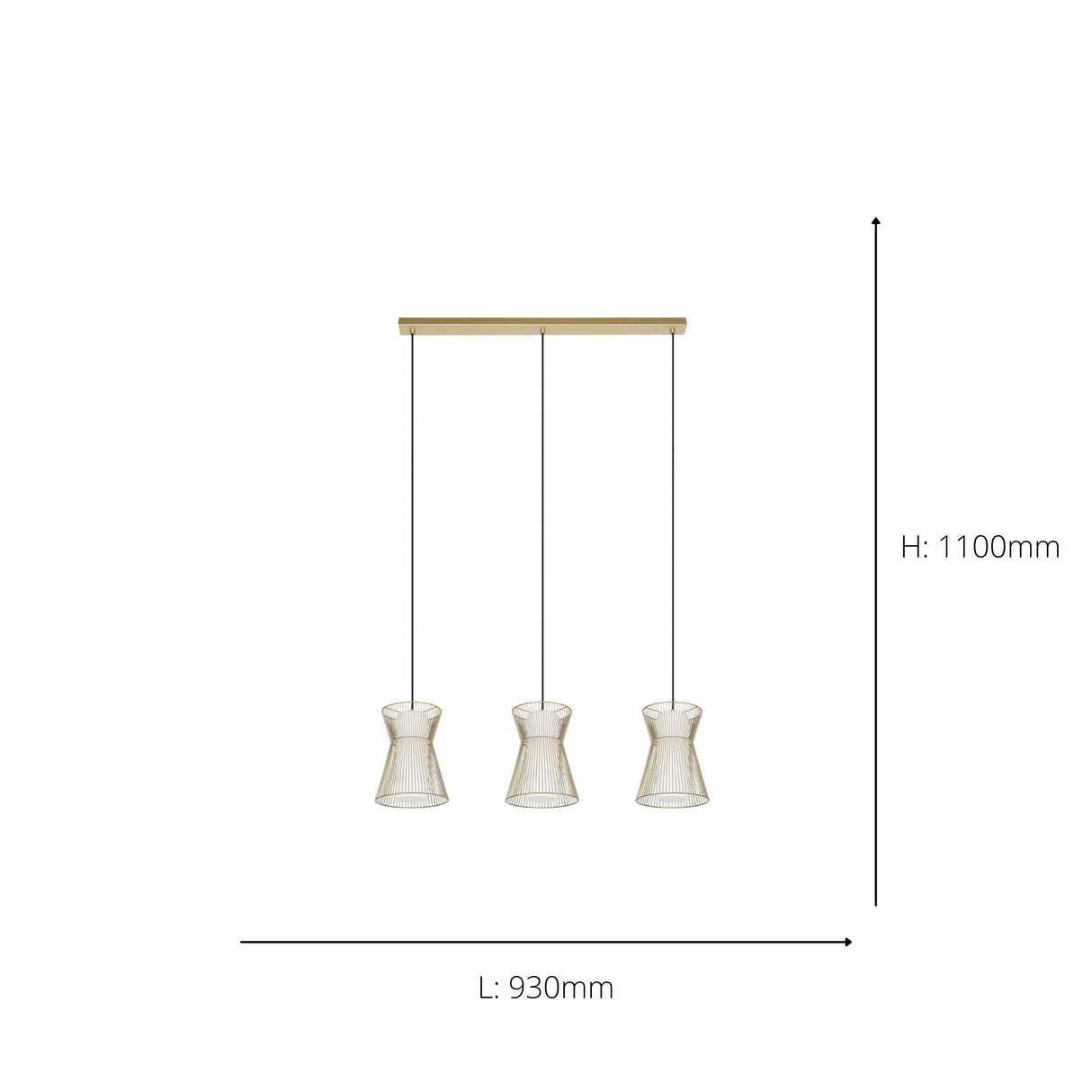 Eglo EU Maseta Gold Wire Mesh/Glass 3-Light Pendant