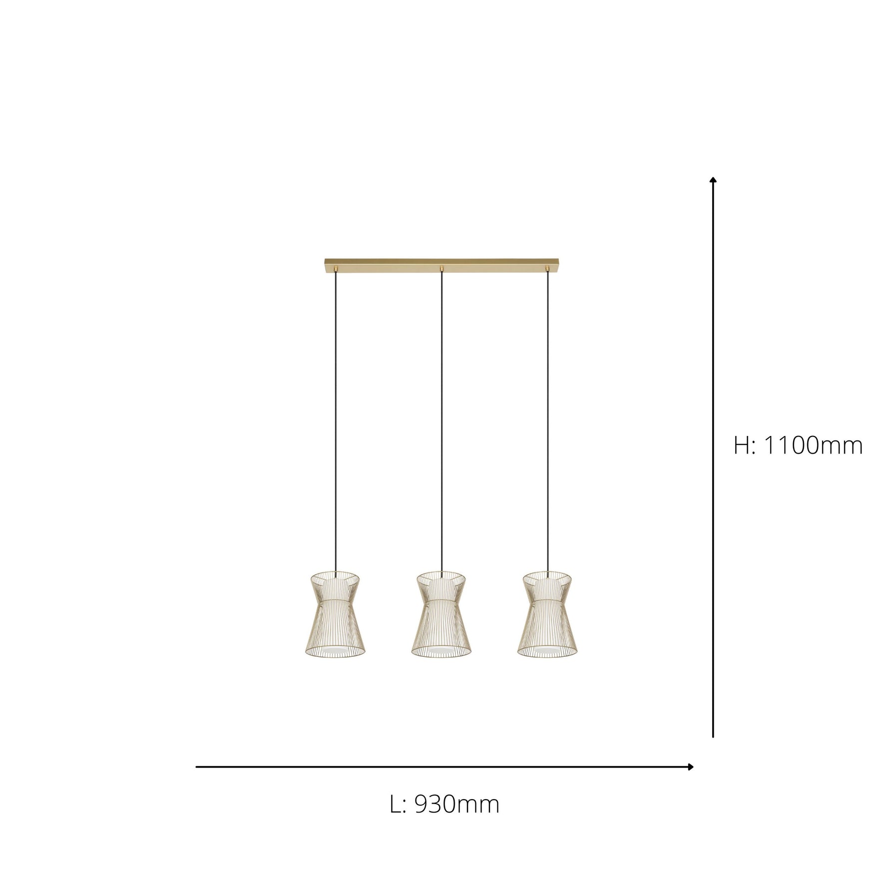 Eglo EU Maseta Gold Wire Mesh/Glass 3-Light Pendant