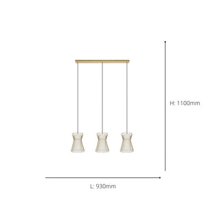 Eglo EU Maseta Gold Wire Mesh/Glass 3-Light Pendant