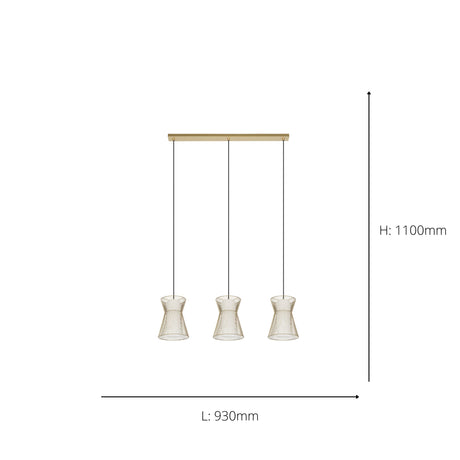 Eglo EU Maseta Gold Wire Mesh/Glass 3-Light Pendant