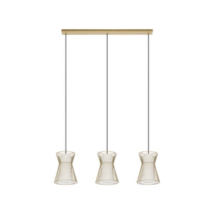Eglo EU Maseta Gold Wire Mesh/Glass 3-Light Pendant