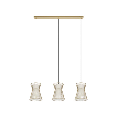 Eglo EU Maseta Gold Wire Mesh/Glass 3-Light Pendant