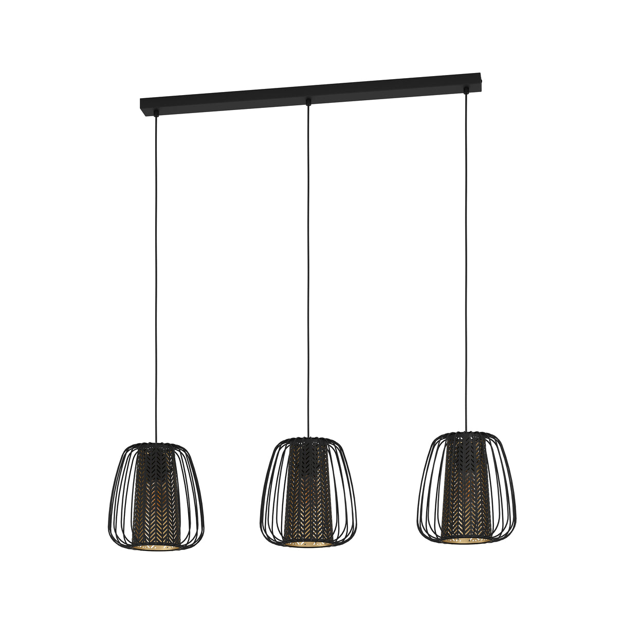 Eglo EU Curasao Black Steel & Fabric Contemporary 3-Light Pendant