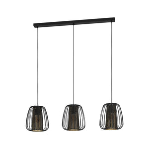 Eglo EU Curasao Black Steel & Fabric Contemporary 3-Light Pendant