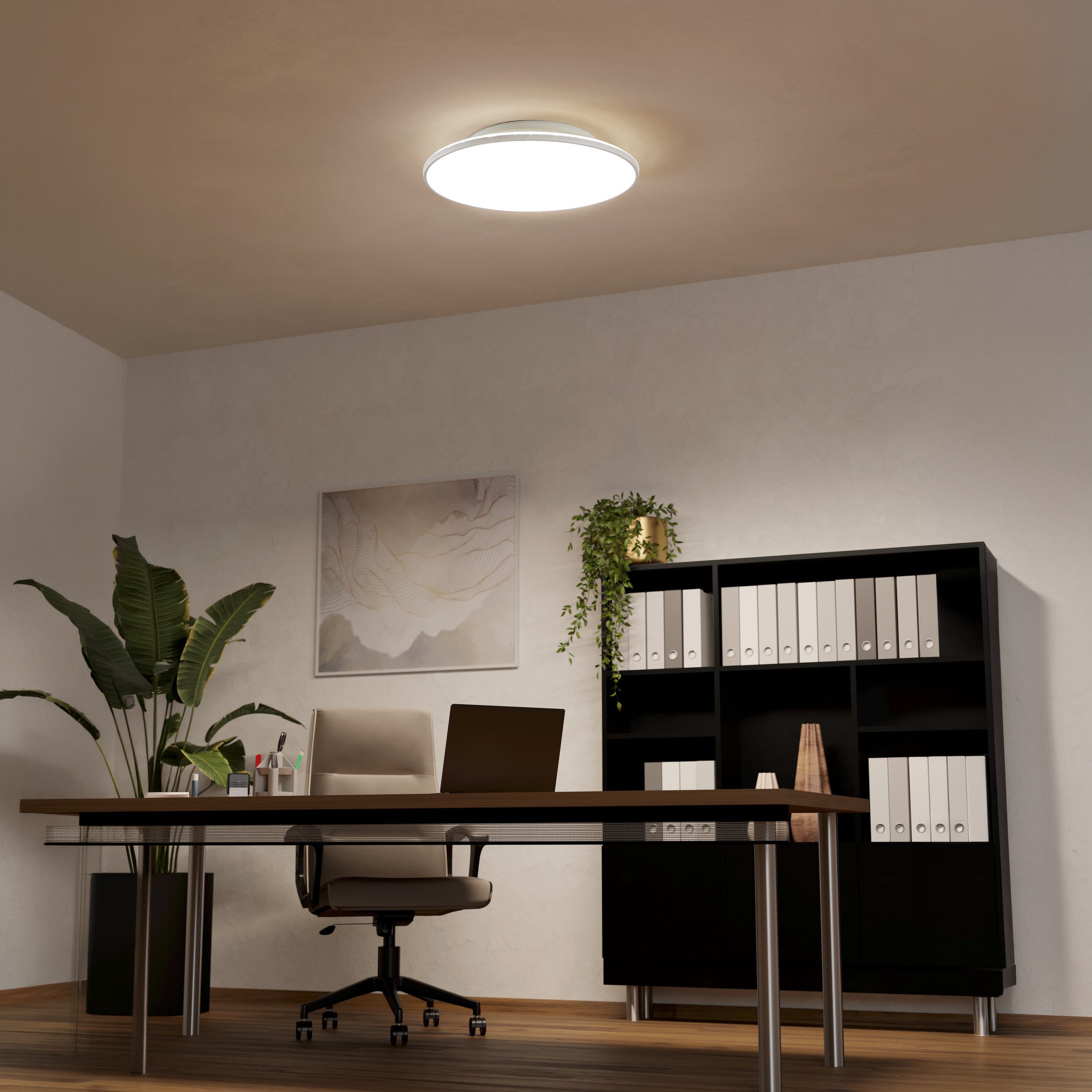 Eglo EU Rovito Black Plastic LED Tricolour Ceiling Light product image - Endon Lighting from First Light Direct with great prices and fast UK delivery