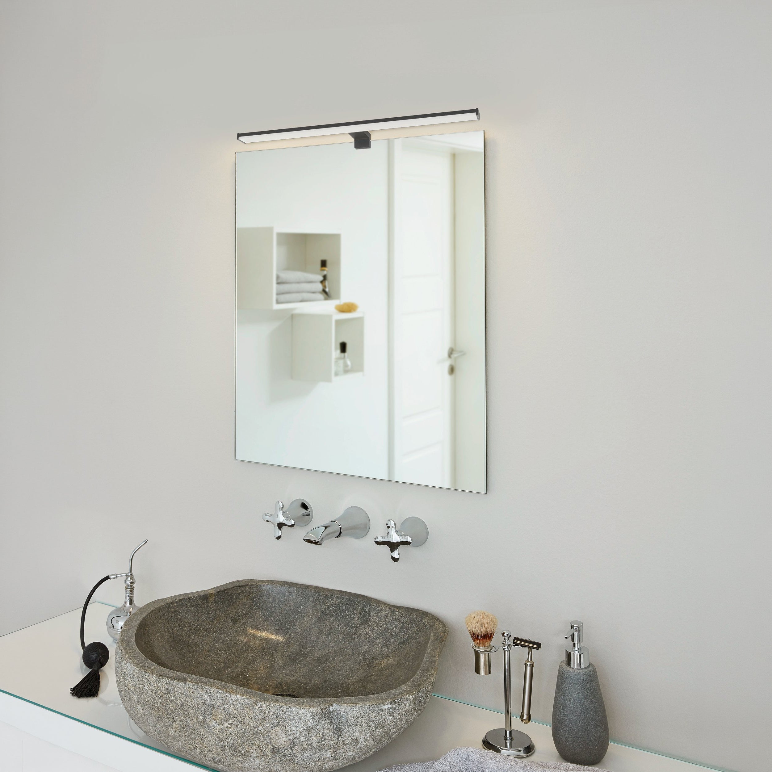 Eglo EU Pandella 2 LED Aluminium & Plastic Black Bathroom Mirror Light , 60cm