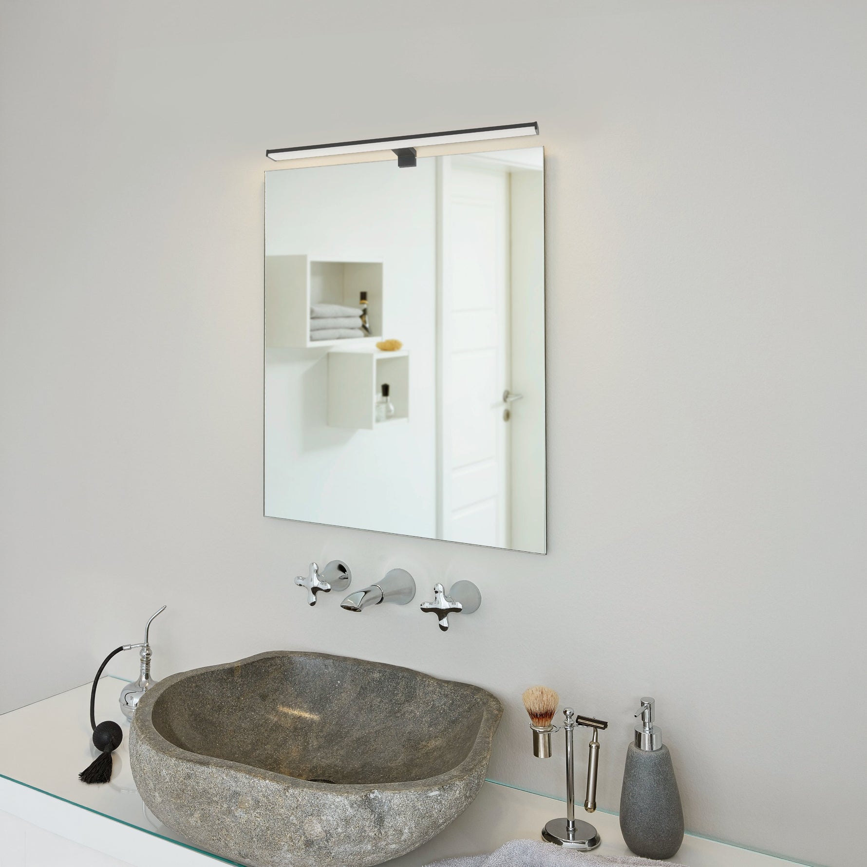 Eglo EU Pandella 2 LED Aluminium & Plastic Black Bathroom Mirror Light , 60cm