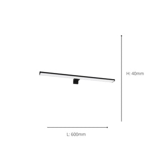 Eglo EU Pandella 2 LED Aluminium & Plastic Black Bathroom Mirror Light , 60cm
