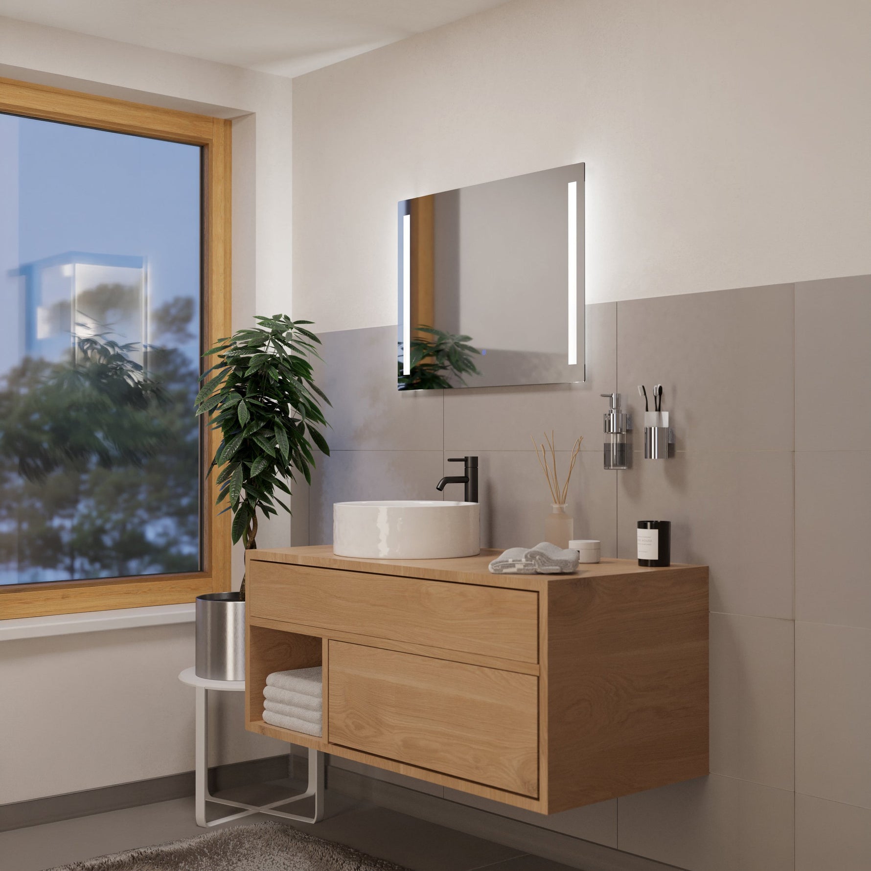 Eglo EU BUENAVISTA 1 LED Bathroom Mirror Light – 800mm Silver, 3?Step CCT Touch Switch, IP44