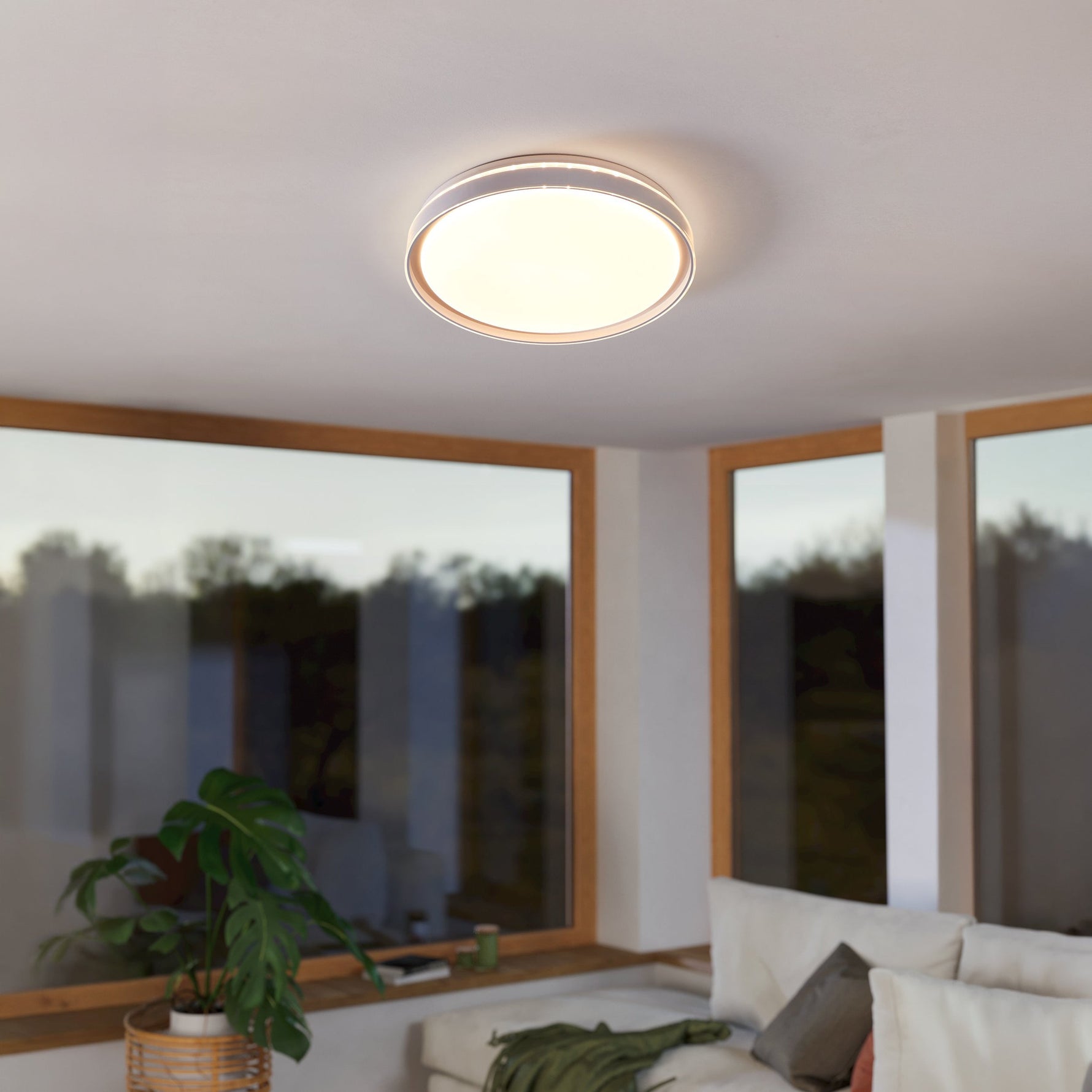 Eglo EU SELUCI LED Ceiling Light – Black Finish, Tuneable White 3000–6500K, Remote Control, 490mm Indoor Ceiling Light product image - Endon Lighting from First Light Direct with great prices and fast UK delivery