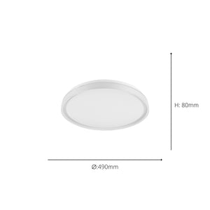 Eglo EU SELUCI LED Ceiling Light – White Finish, Tuneable White 3000–6500K, Remote Control, 490mm Indoor Ceiling Light
