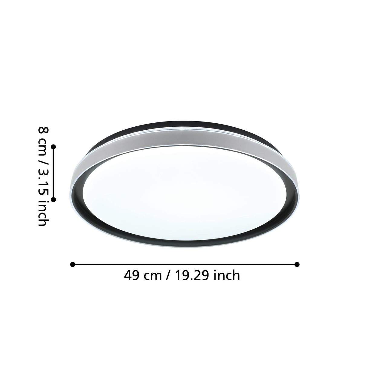 Eglo EU SELUCI LED Ceiling Light – Black Finish, Tuneable White 3000–6500K, Remote Control, 490mm Indoor Ceiling Light
